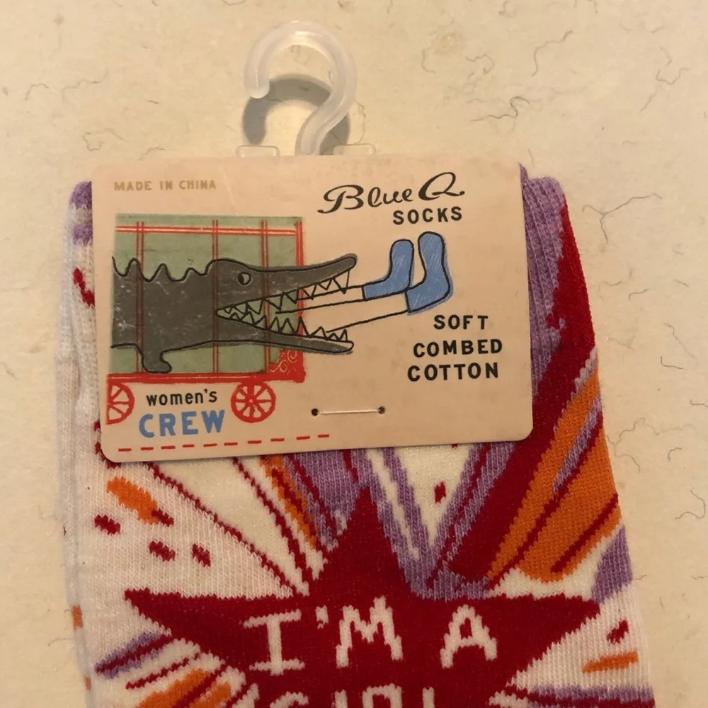 Blue Q “I’m a girl. What’s your superpower?” Socks NWT - Picture 5 of 6